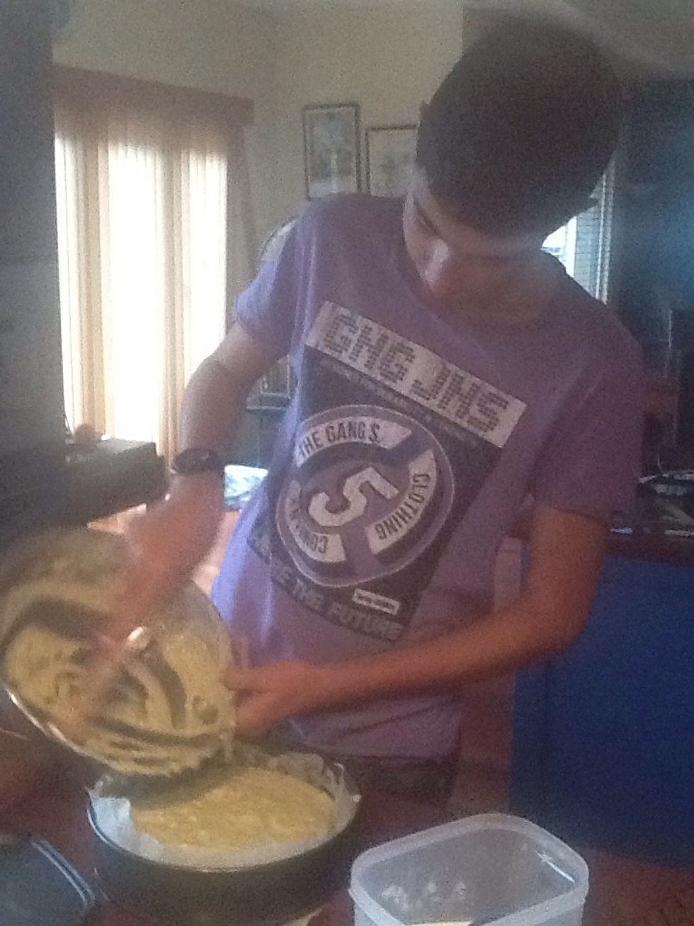 Place the mixture into the prepared pan and bake for approximately 50-60 minutes until cooked through.