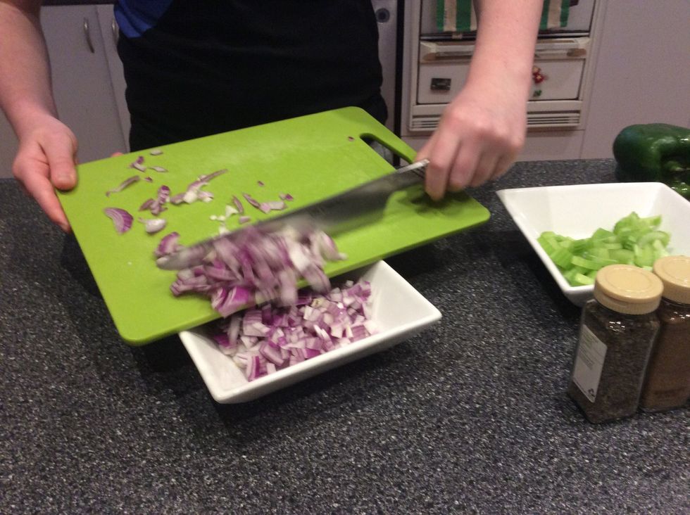 Place the onion pieces into a bowl.