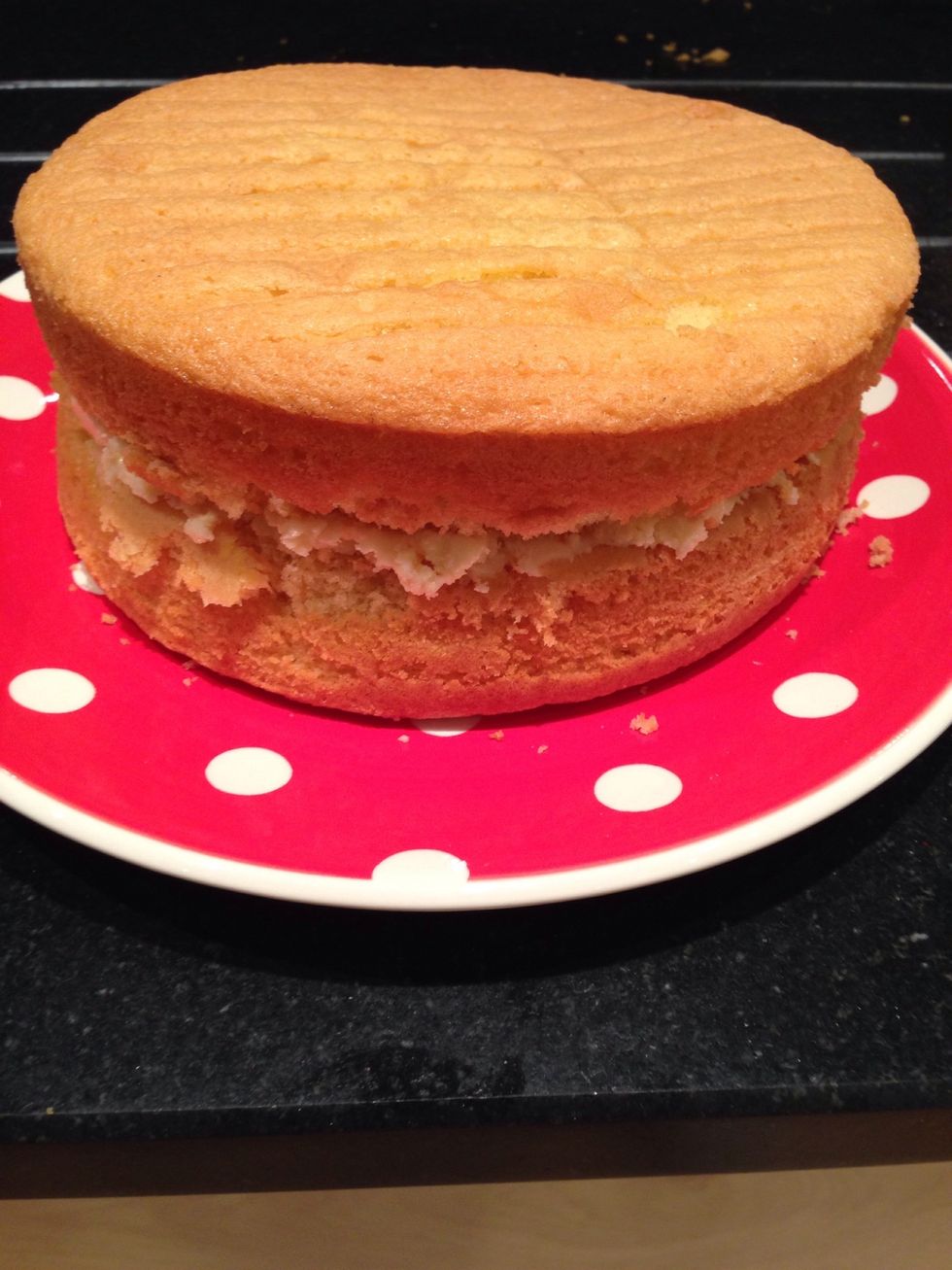 Place the other sponge on top and press slightly