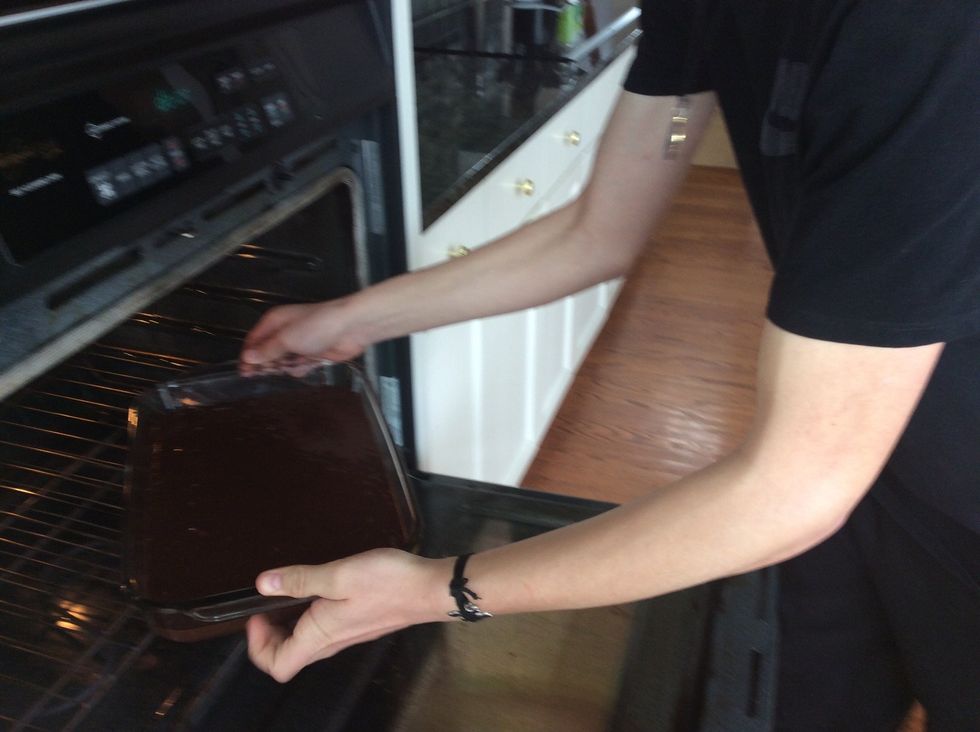 Place the pan on the middle shelf of the oven.