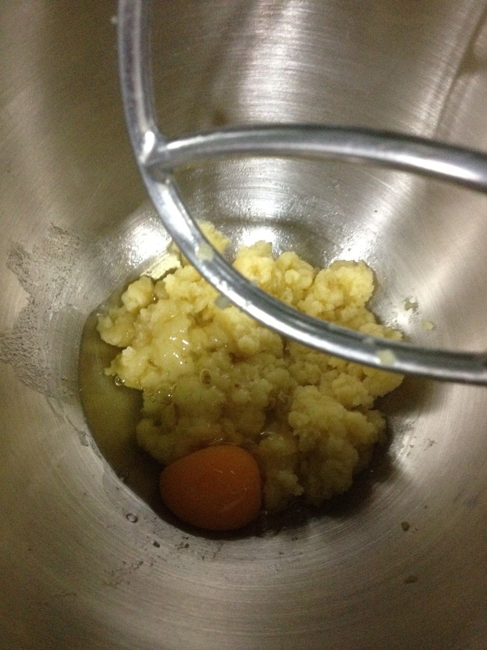 Place the pastry mixture into your mixing bowl and add one egg.