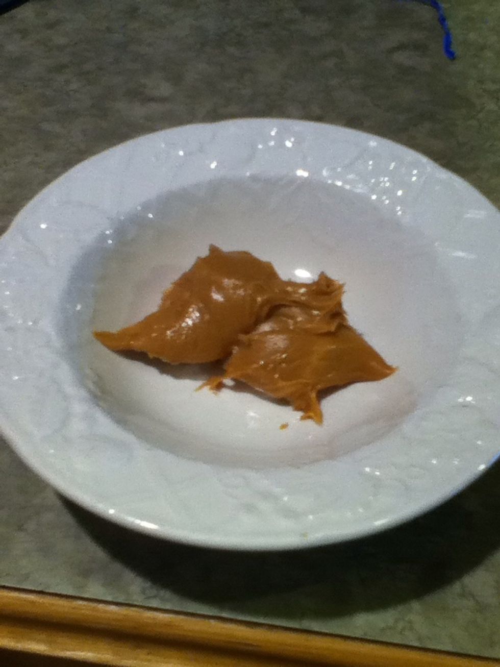 Place the peanut butter in your mixing bowl.