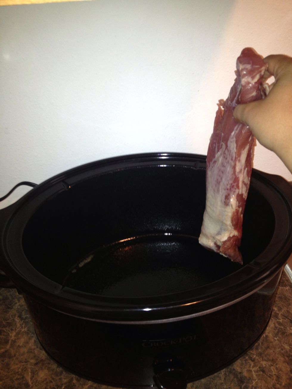 Place the pork tenderloins into the crockpot.