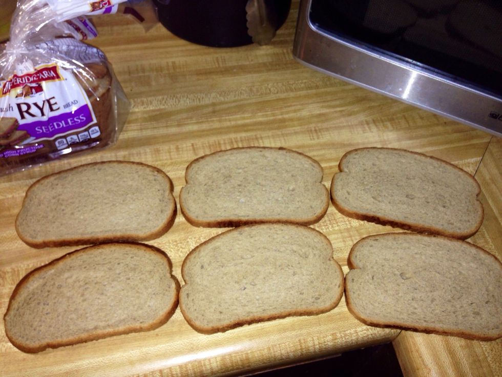 Place the slices of bread out on your work station