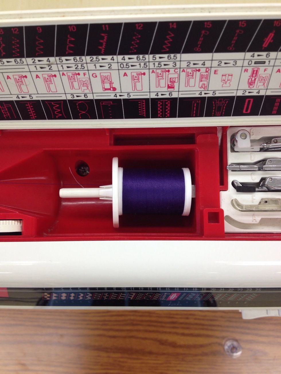 Place the spool of thread in the machine.