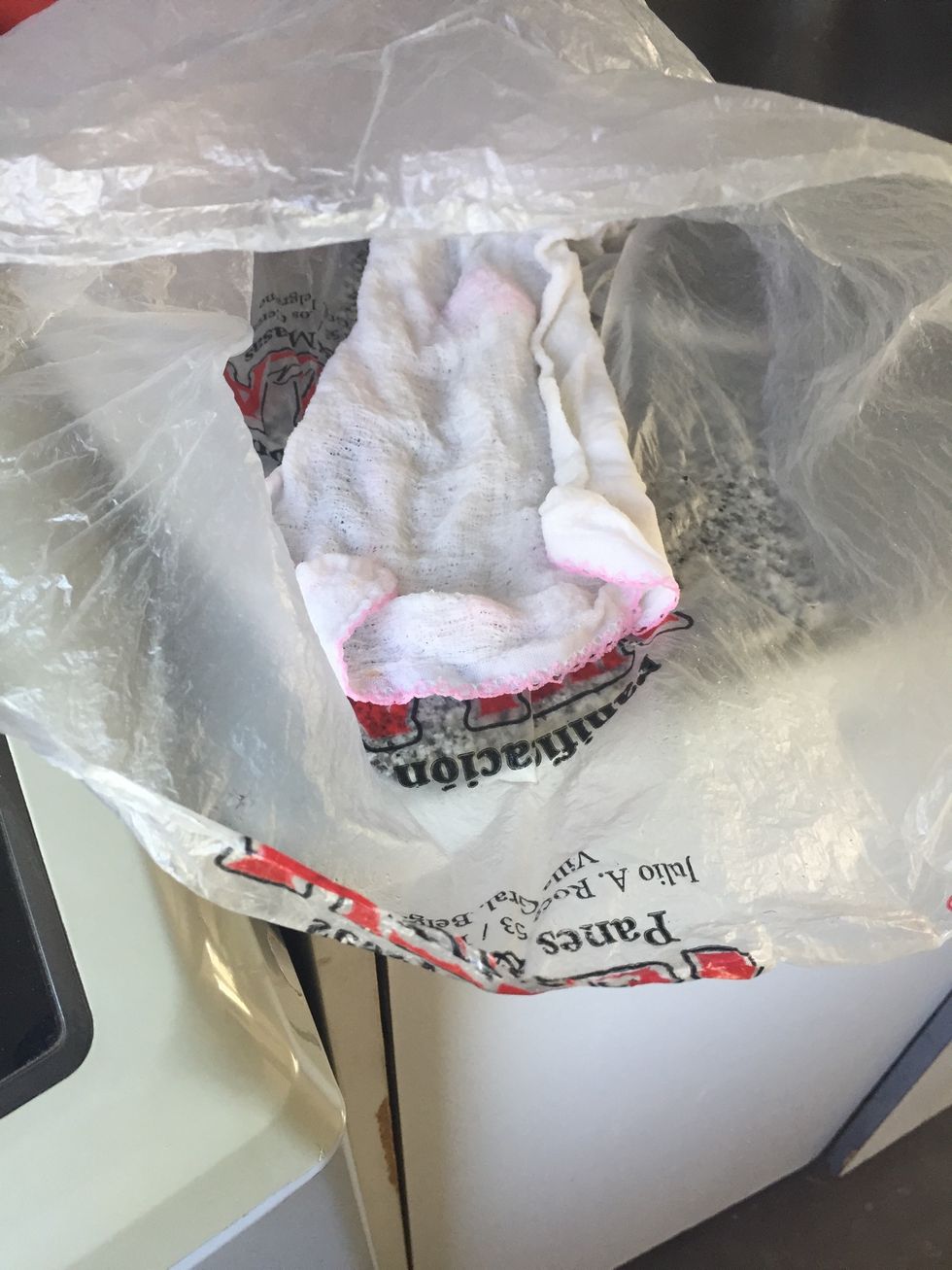 Place the towel, stretched, inside the bag