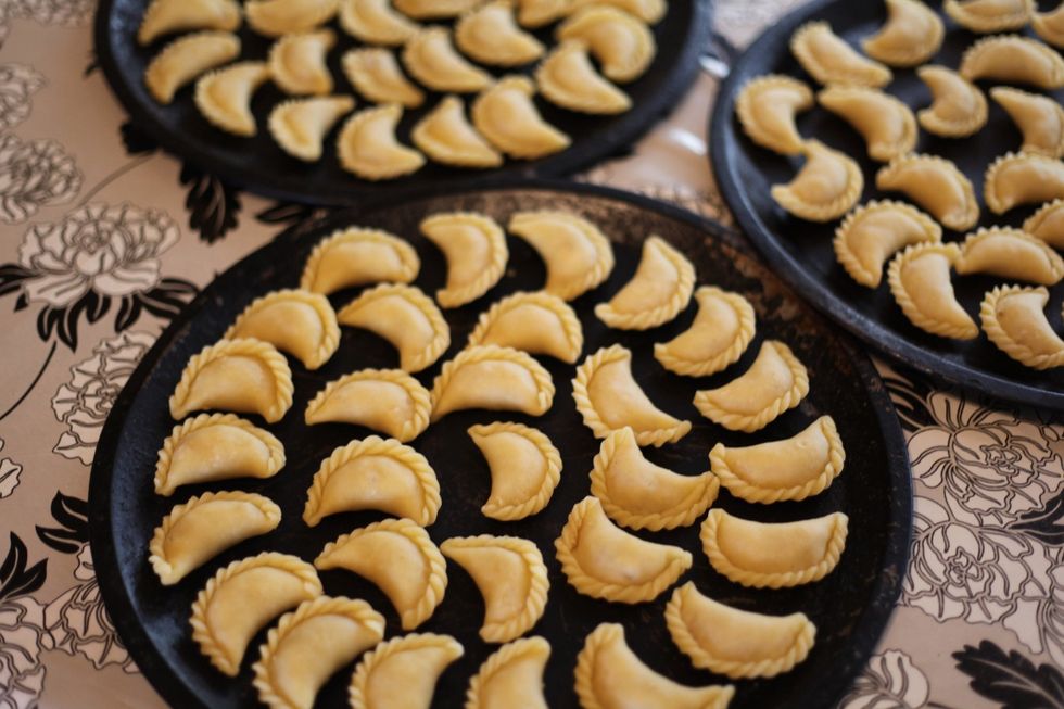 Place them all on your baking trays. No need to oil the trays.