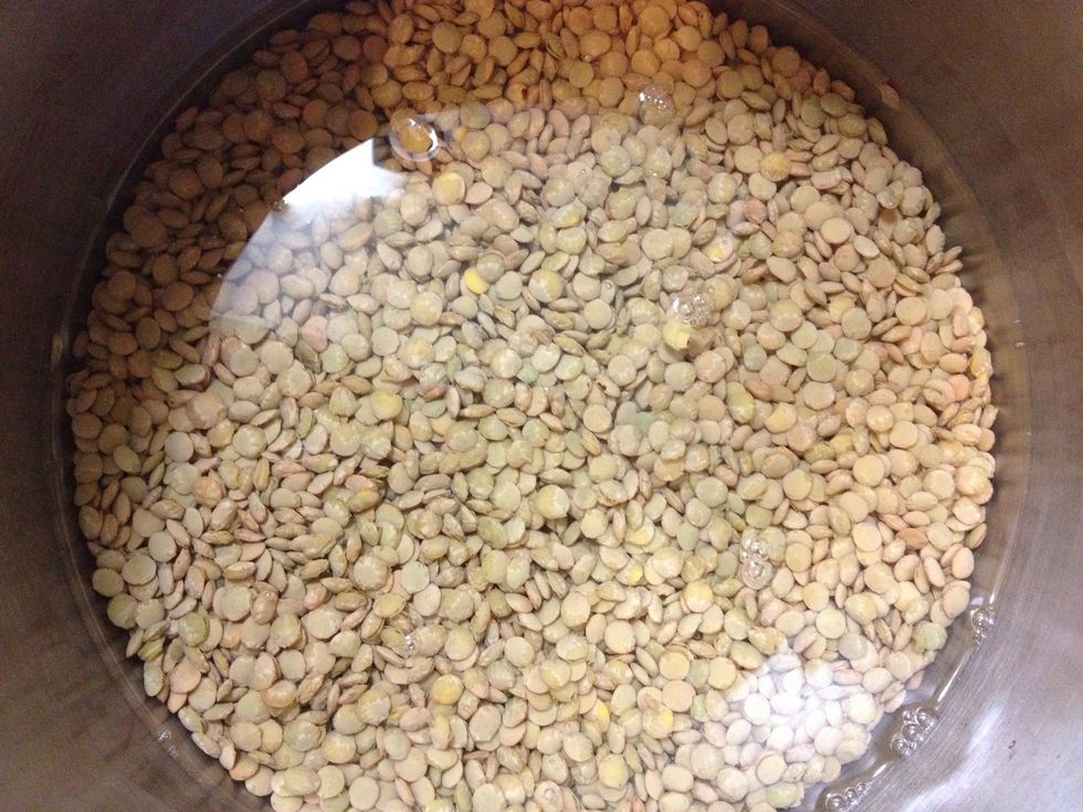 Place them in a pot and add 4 cups of water and boil until the lentils get soft
