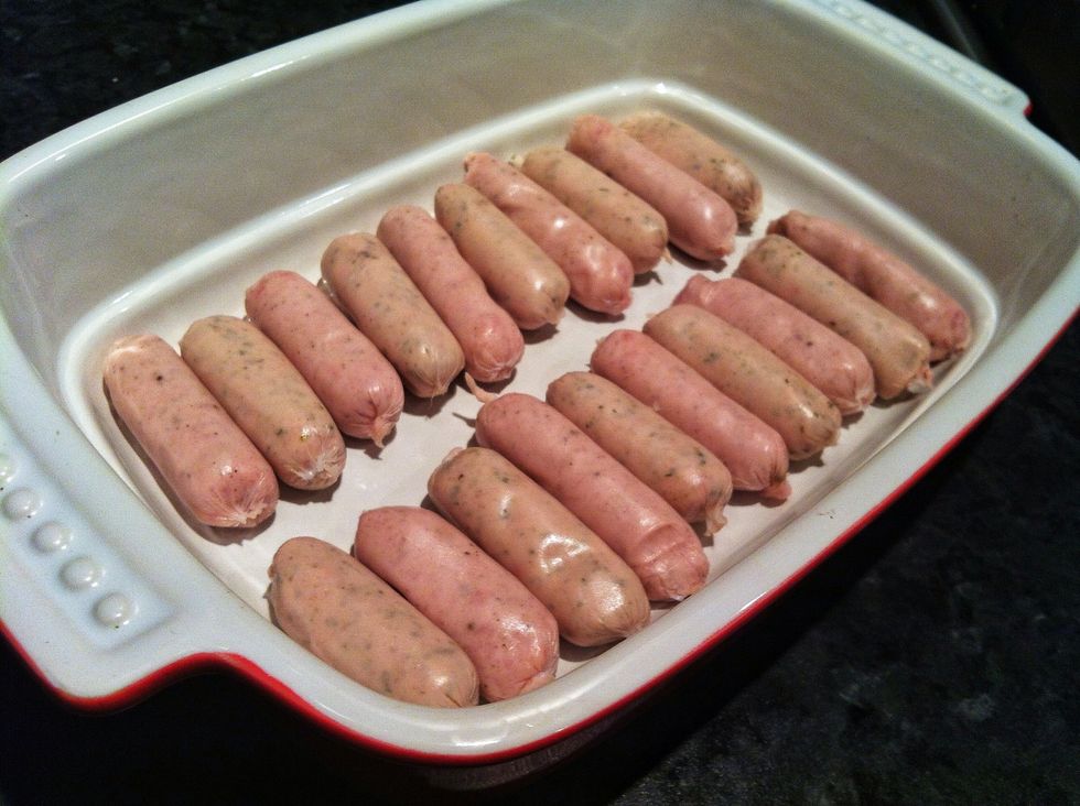 Place them in an oven proof dish / tin and cook for 15 minutes at 200'C (392'F)..