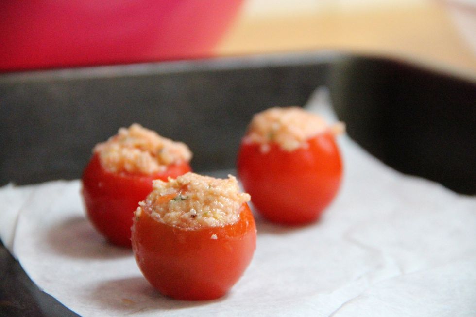 Place them in pan for oven and drizzle with extra-virgin olive oil then place in pre-heated oven for 15 minutes at 275 degrees F