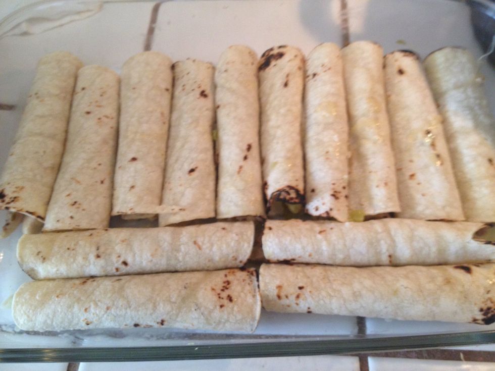Place them in the baking dish. Seam side down. Pour the cheese mixture all over the top. Bake for 30 min @ 350*.