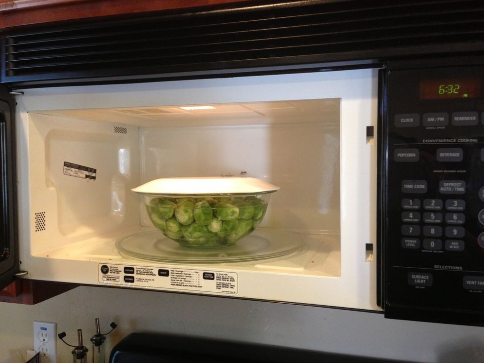 Place them in the microwave and cook on high for 3-4 minutes. I used an upside down plate to cover the bowl so that it steams them while they cook. Make sure your bowl is microwave safe!