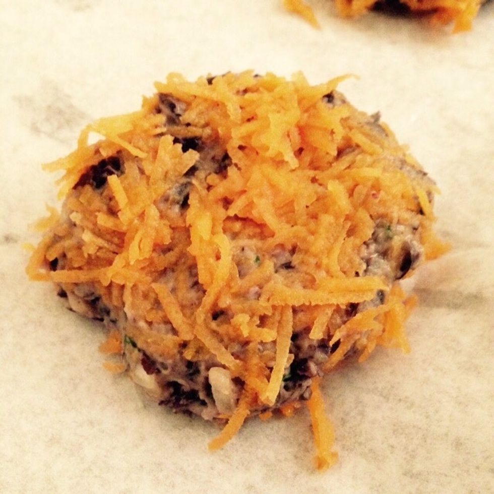 Place them on the baking tray, leaving 2cm between them