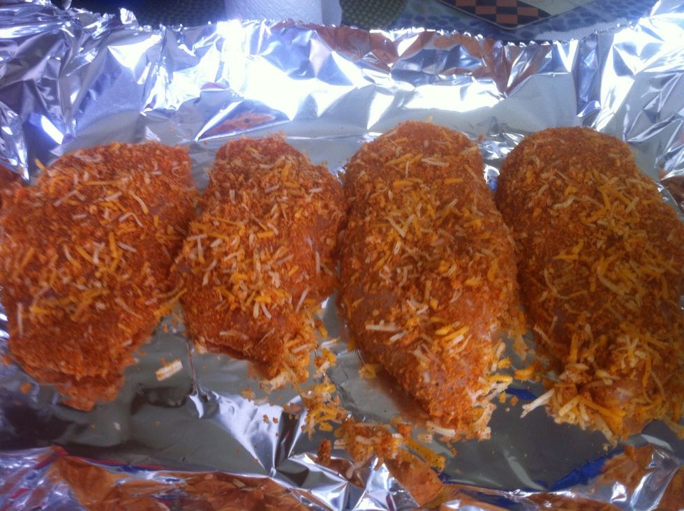 Place them on the cooking sheet.