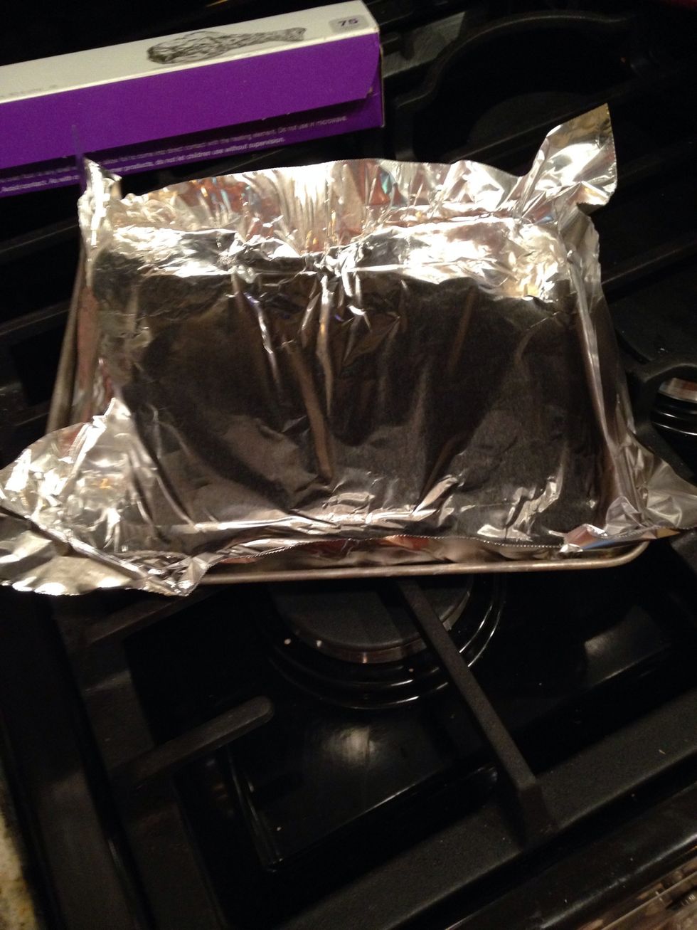 Place tinfoil over toaster oven tray