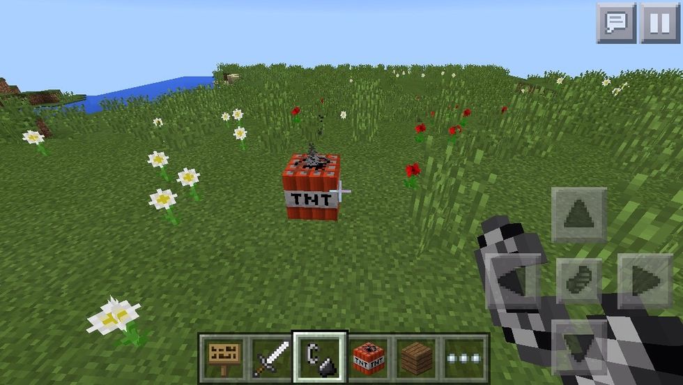 Place TNT,activate it with\ud83d\udd25