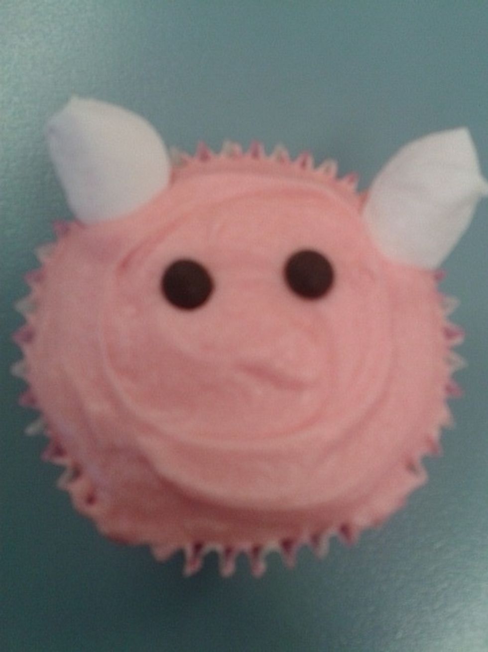 Place two chocolate bits on for the eyes.