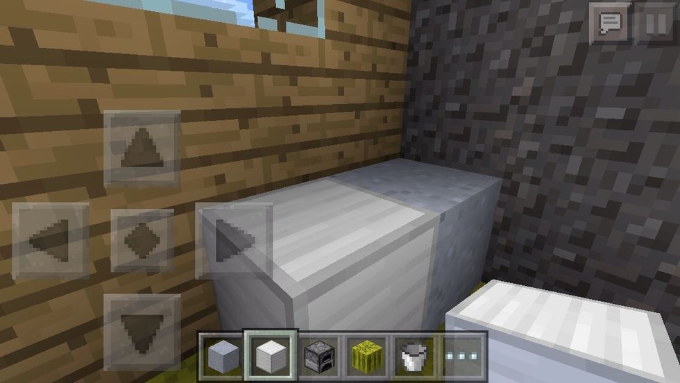 Place two gray blocks(I used clay and iron)