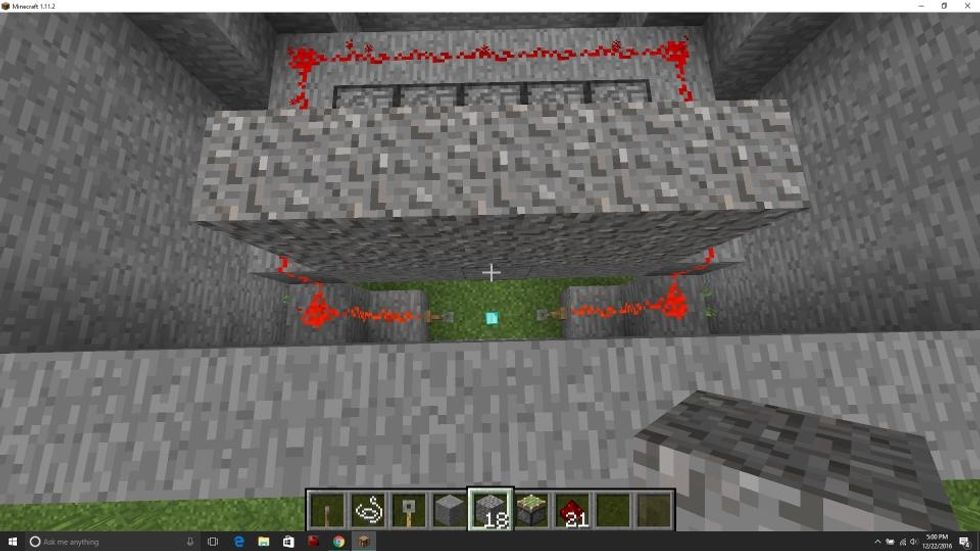Place two layers of gravel or sand (I prefer gravel for this because it's more creep looking) on top of the stone. DON'T TOUCH THE TRIPWIRE AFTER THIS OR YOU'LL TRIGGER THE TRAP!!!!!!!