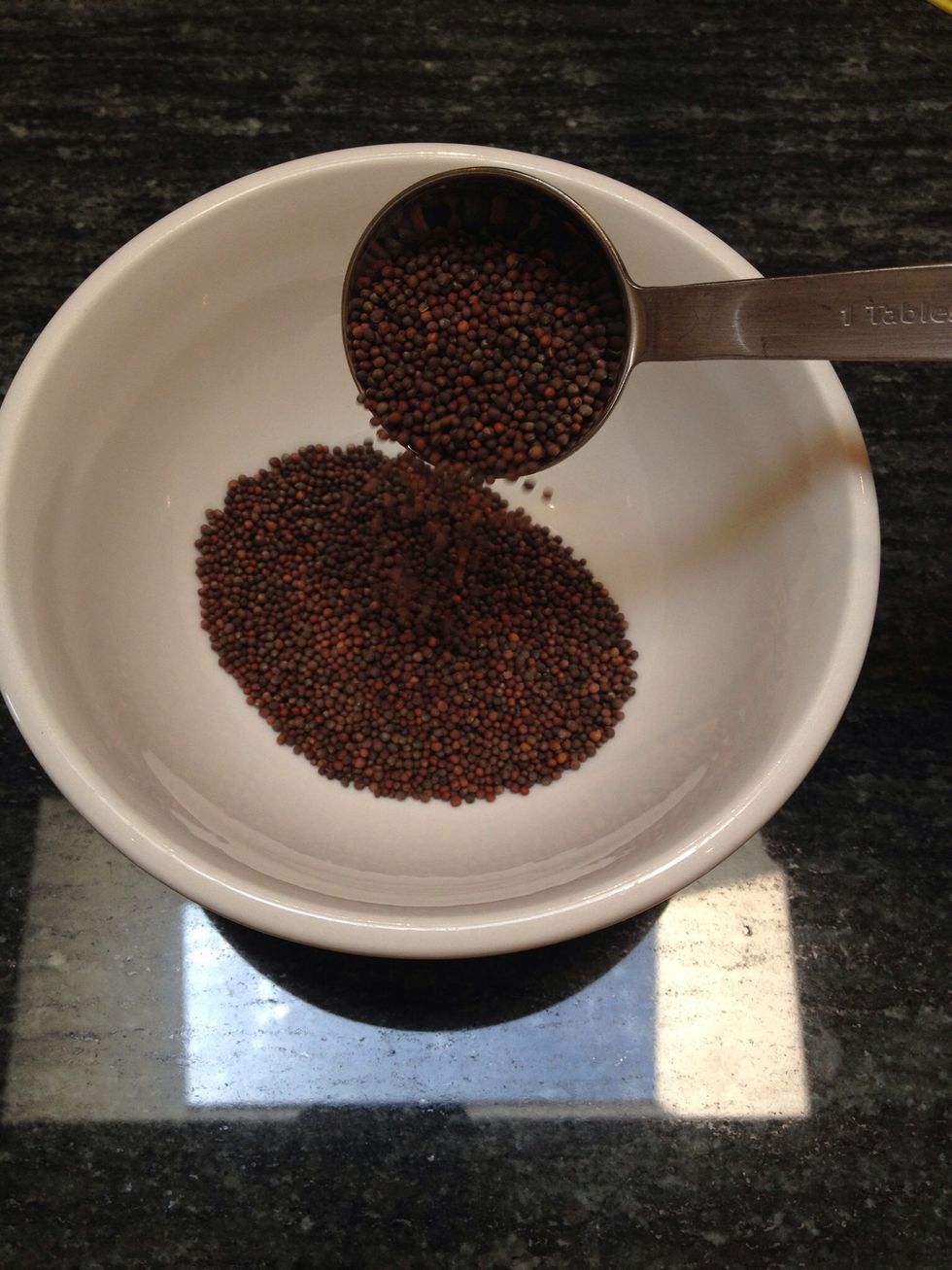 Place two tablespoons of the seeds in a clean bowl. Pick out any discolored or broken seeds, or foreign matter.
