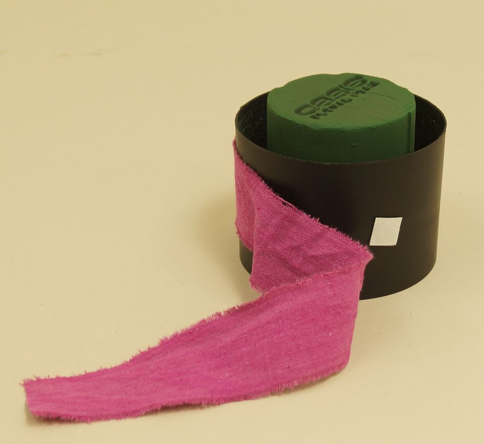Place Uglu Dashes around container to hold Raw Muslin in place. Be sure to peel off paper on both sides of dashes to adhere.