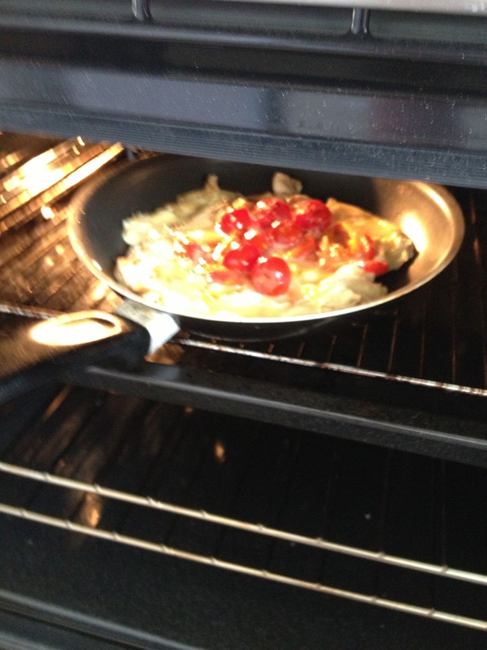 Place under a hot grill for a few minutes to cook the top of the omelette,