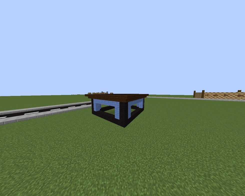 Place upside down stairs on the black wool