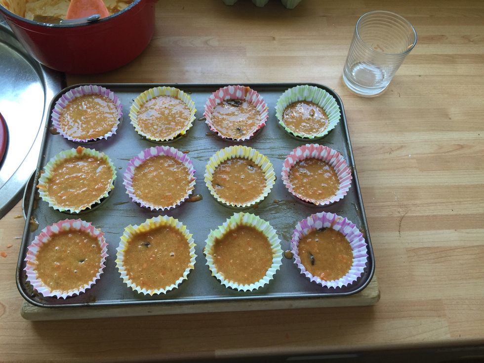 Place ur mixture into the cases