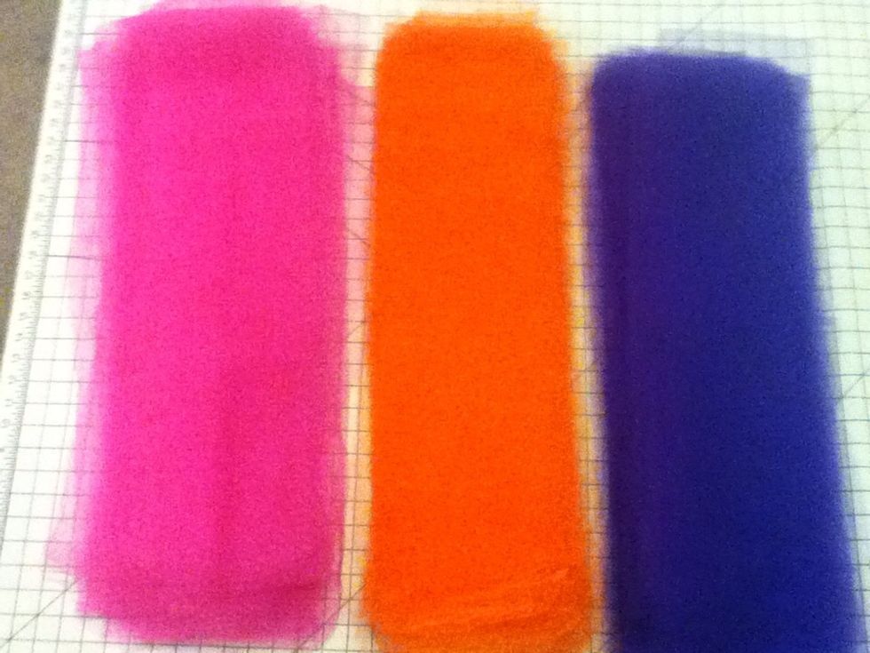 Place your 7" stops of tulle in neat stacks. I used Static Guard to get them to lie flat.