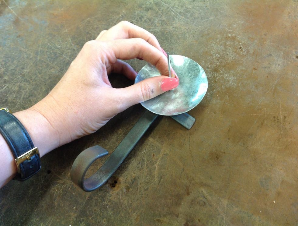 Place your candle holder together and put in the pot rivet