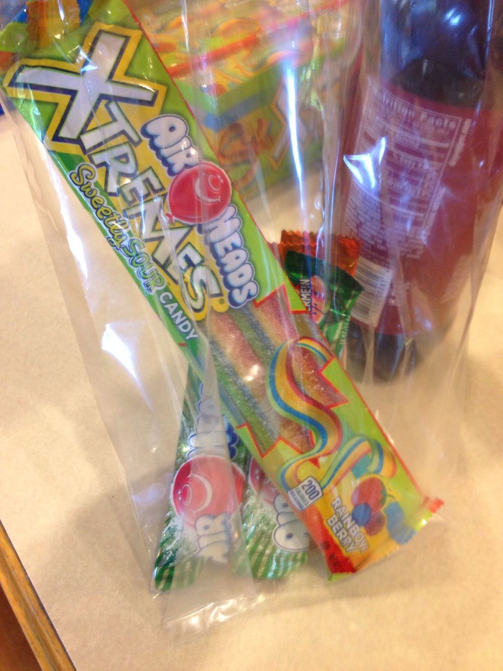 Place your candy in the clear bags.