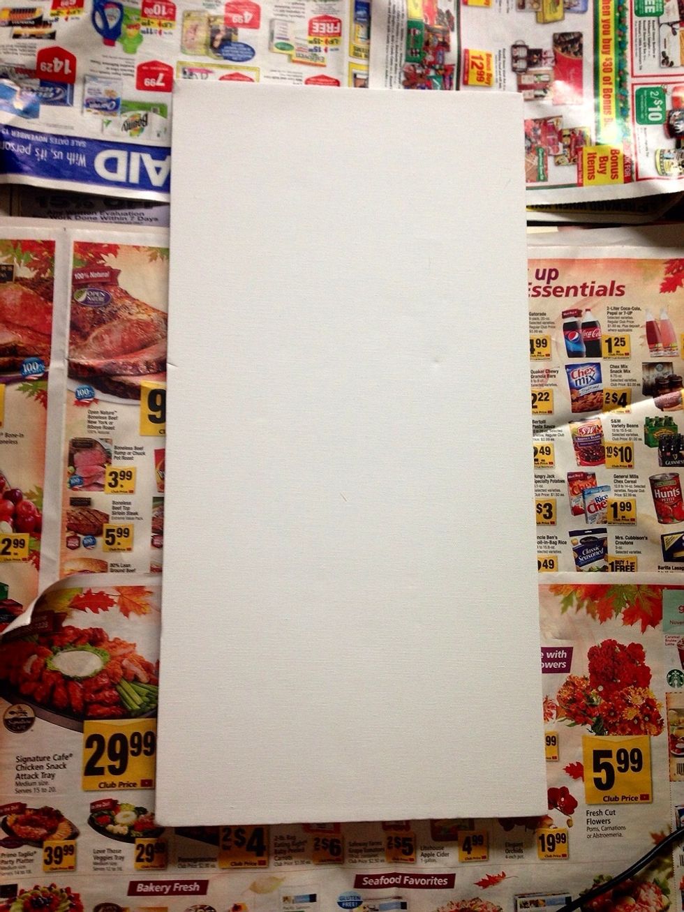 Place your canvas on top of newspaper to minimize mess and spills on your table/carpet.