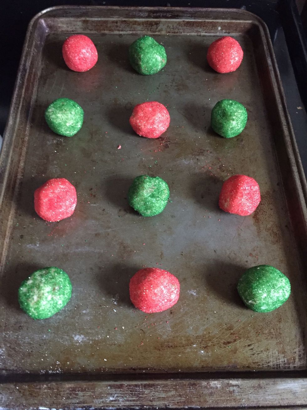 Place your cookie dough balls onto an ungreased cookie sheet.