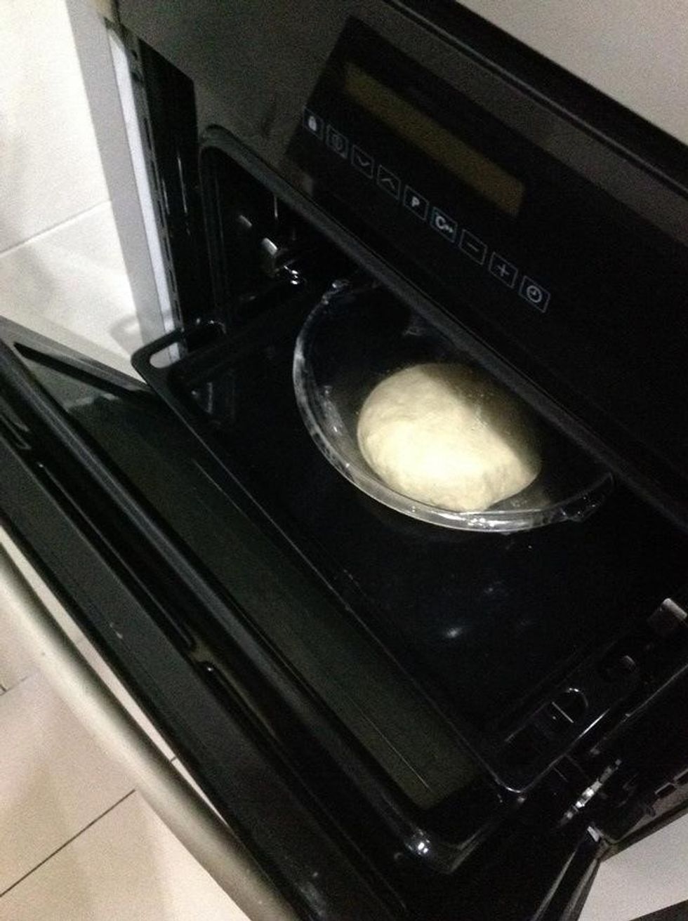 Place your dough in a warm place, I usually put mine in the oven, turned off of course.