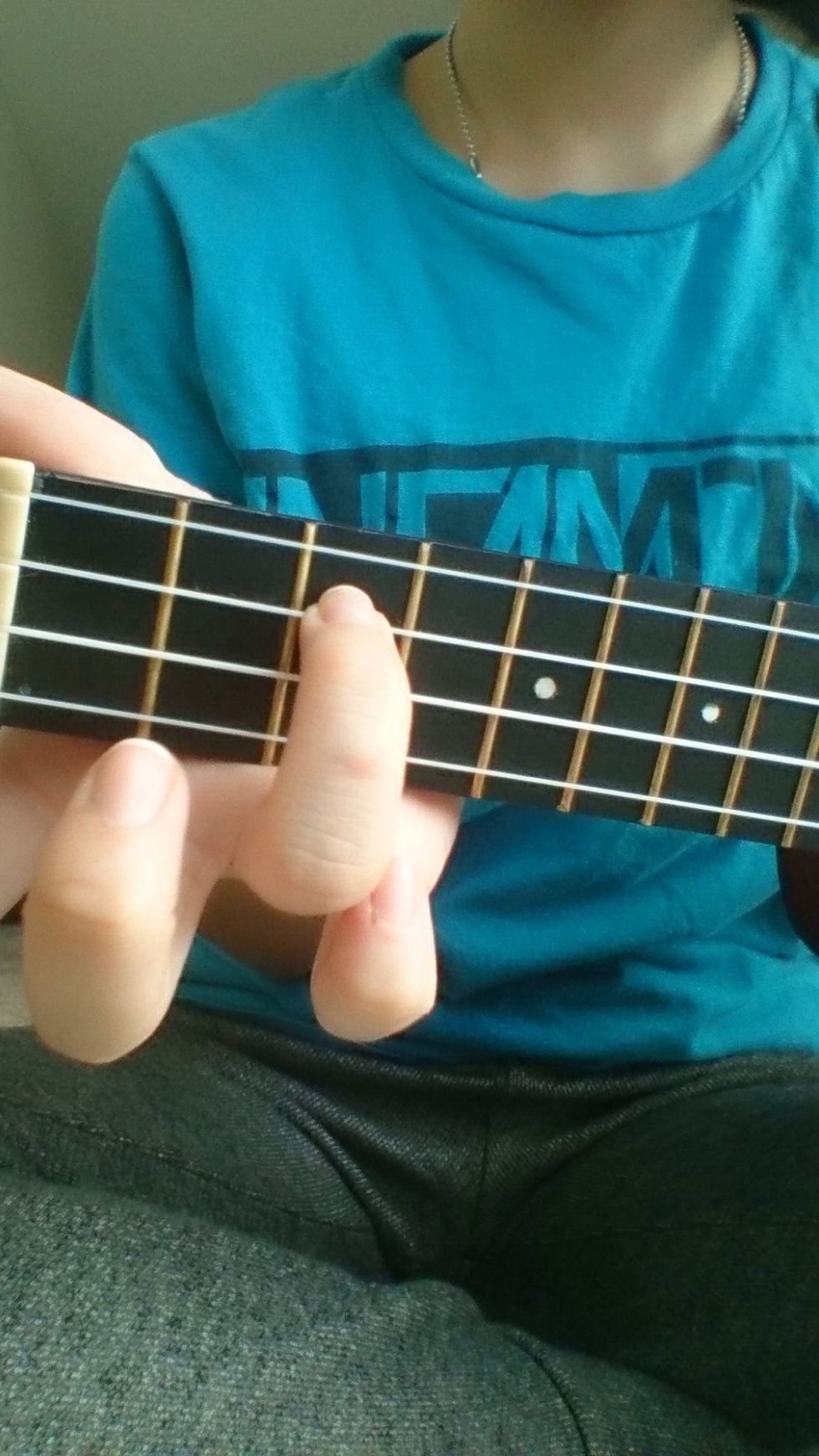 Place your finger on the 3rd fret , E string