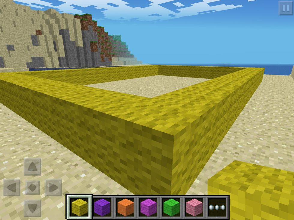 Place your firsts colourful layer of wool