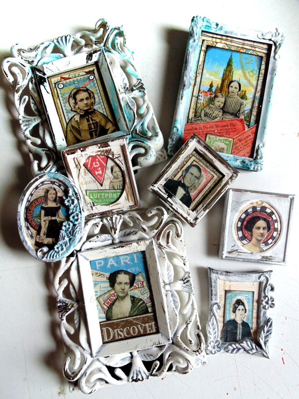 Place your little works of art back into the frames. You can finish here or...