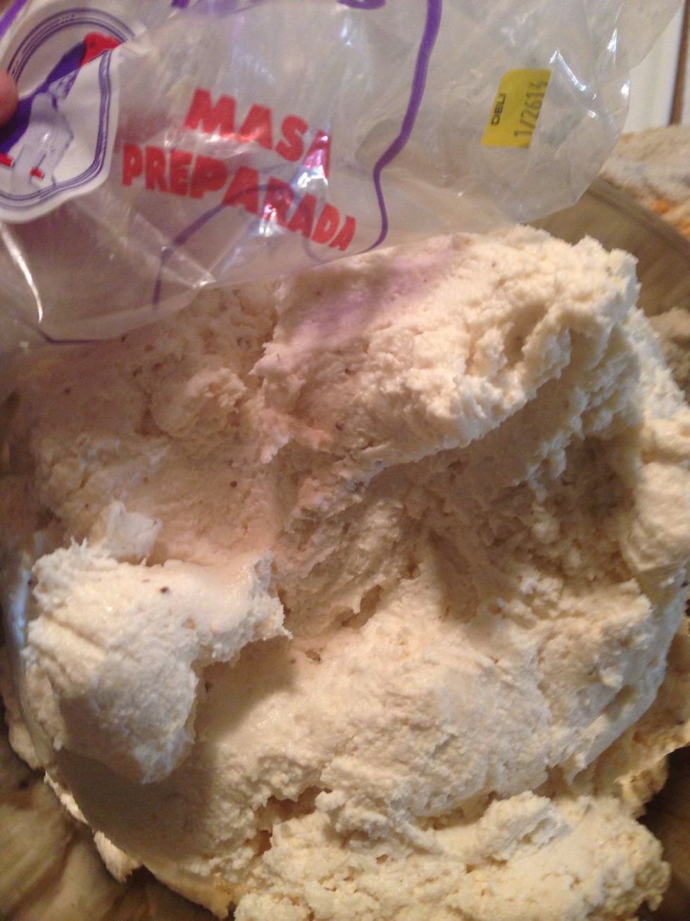 Place your masa dough in a bowl. This the brand that I used.