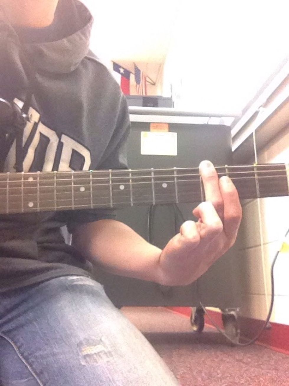 Place your middle finger on the third fret of the low e string.
