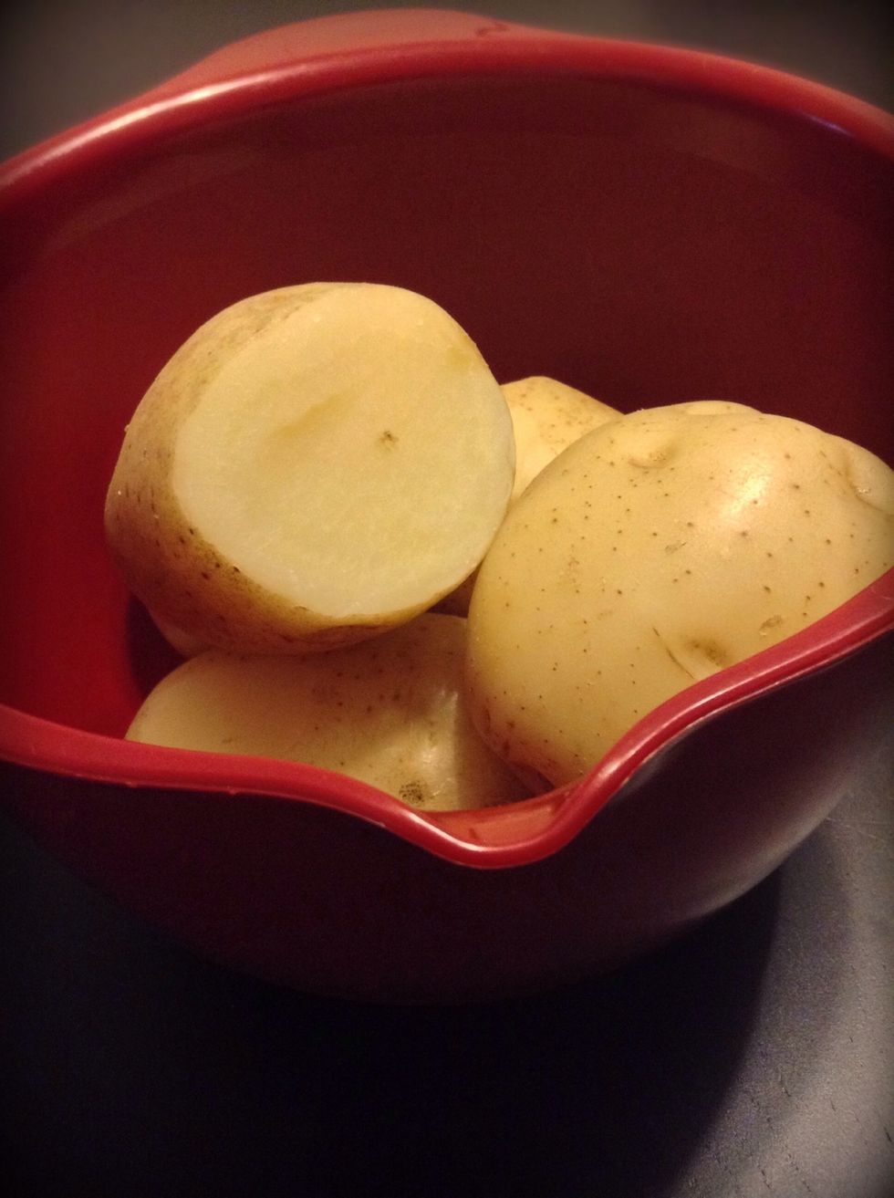 Place your potatoes into a bowl, cover and refrigerate overnight. Now, if you're really impatient you can toss them in the freezer for 30 minutes to an hour and start the next step.