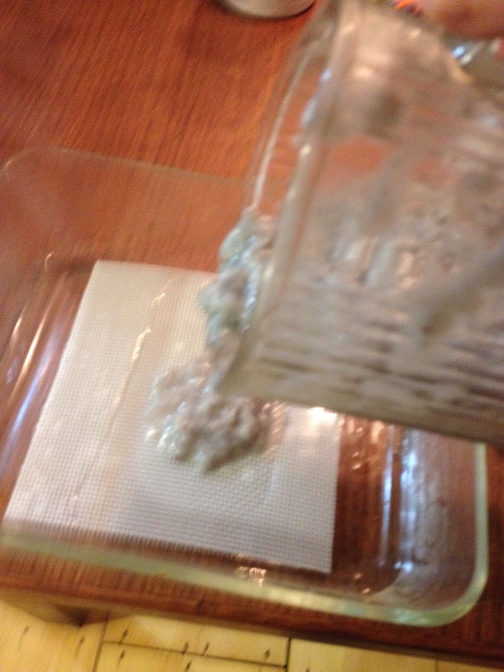 Place your screen in a pan or dish and add about 3 cm of water. Then, pour your pulp smoothie on top, just enough to cover it.