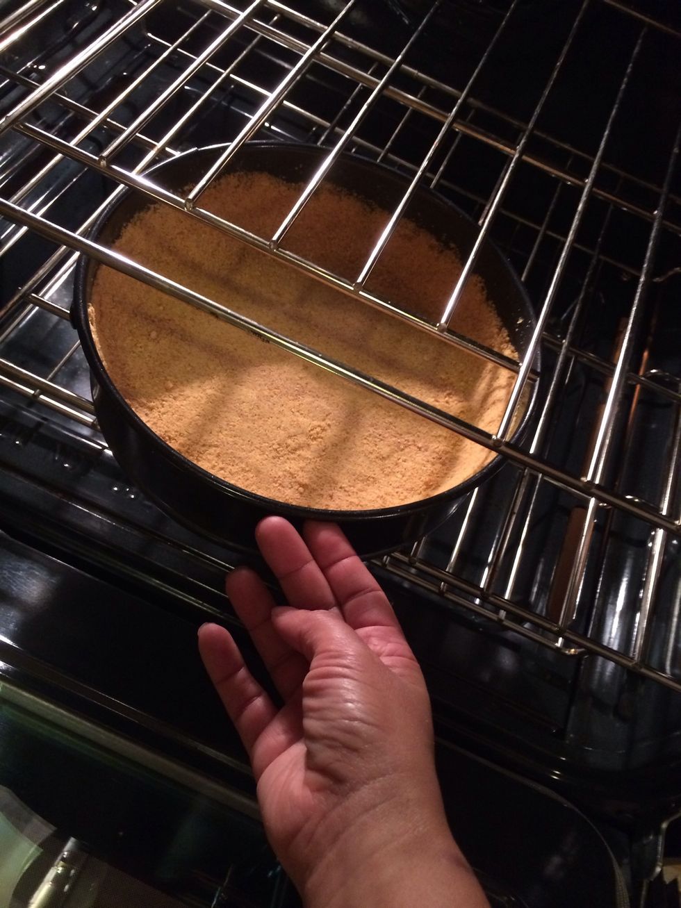 Place your springform pan in the center of the oven and bake for 10 minutes only.