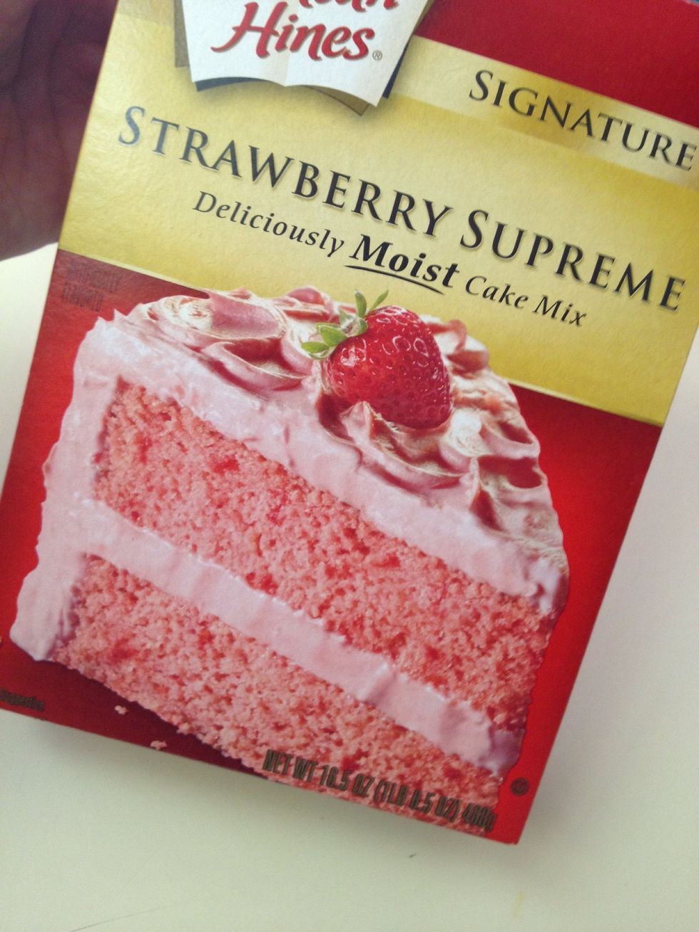 Place your Strawberry Supreme Cake mix into a bowl and add the ingredients as directed on the box.
