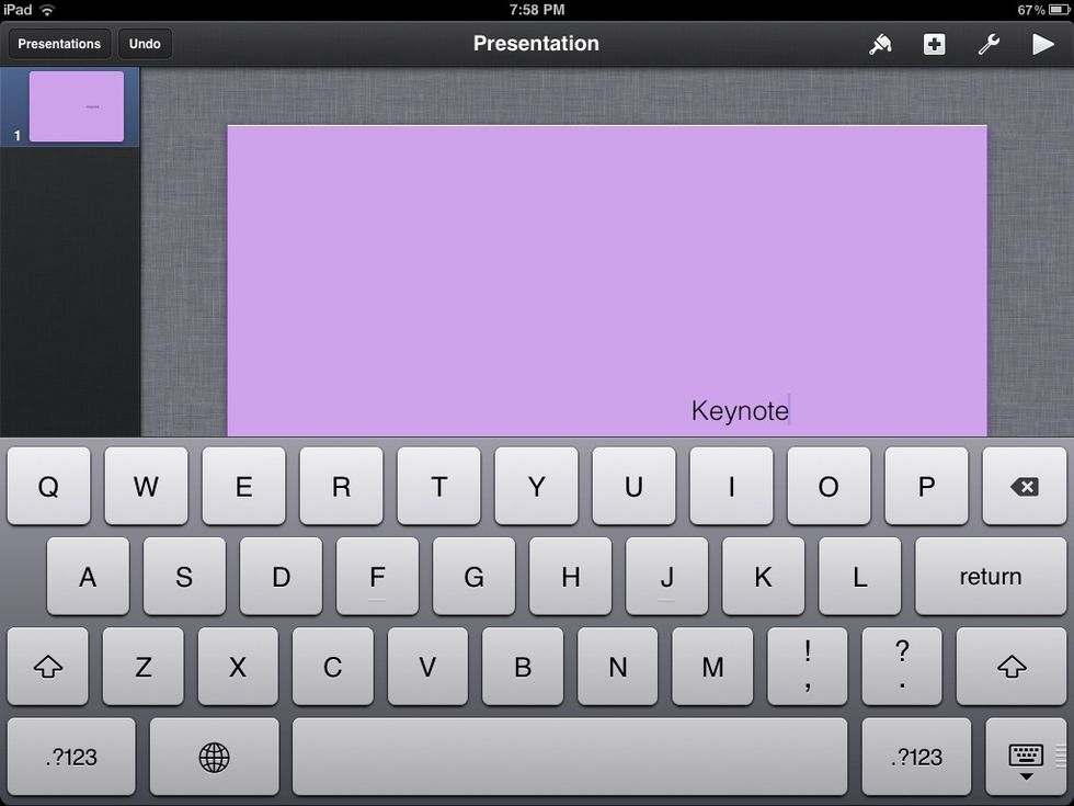 Place your text in the box and then click out of the box , (anywhere on the side)