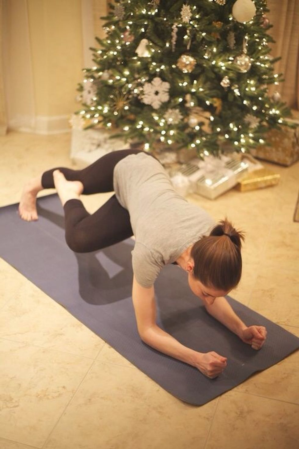 Plank Tucks: Start in plank on fore-arms. Tuck leg under and rotate towards opposing arm. Torso should twist here. Hold, then extend leg straight. Complete ten per side