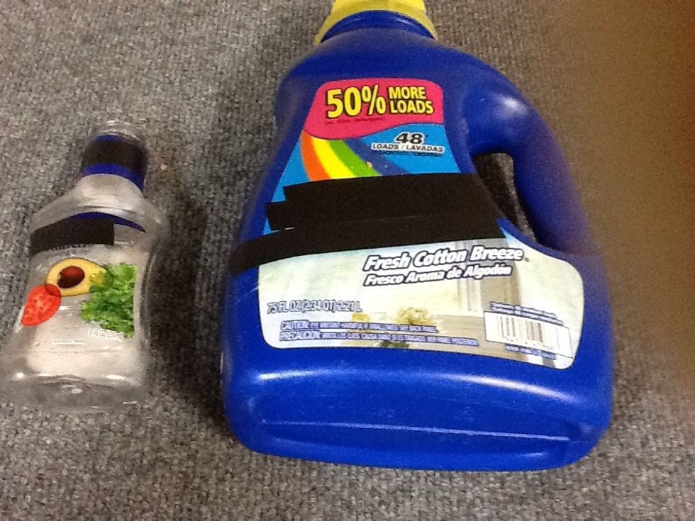 Plastic containers, rinsed out.