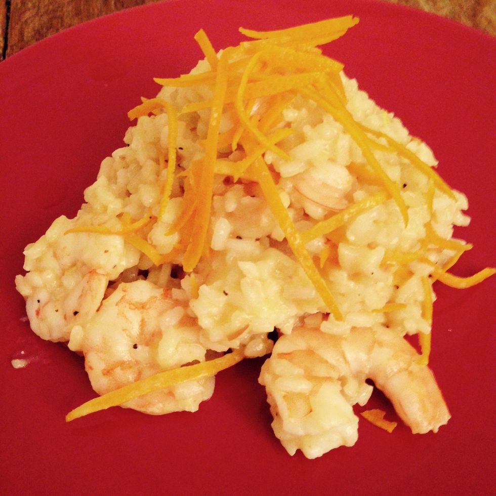 Plate and decorate with few other orange zest. If you want you can also add some chopped chives on top. Enjoy!