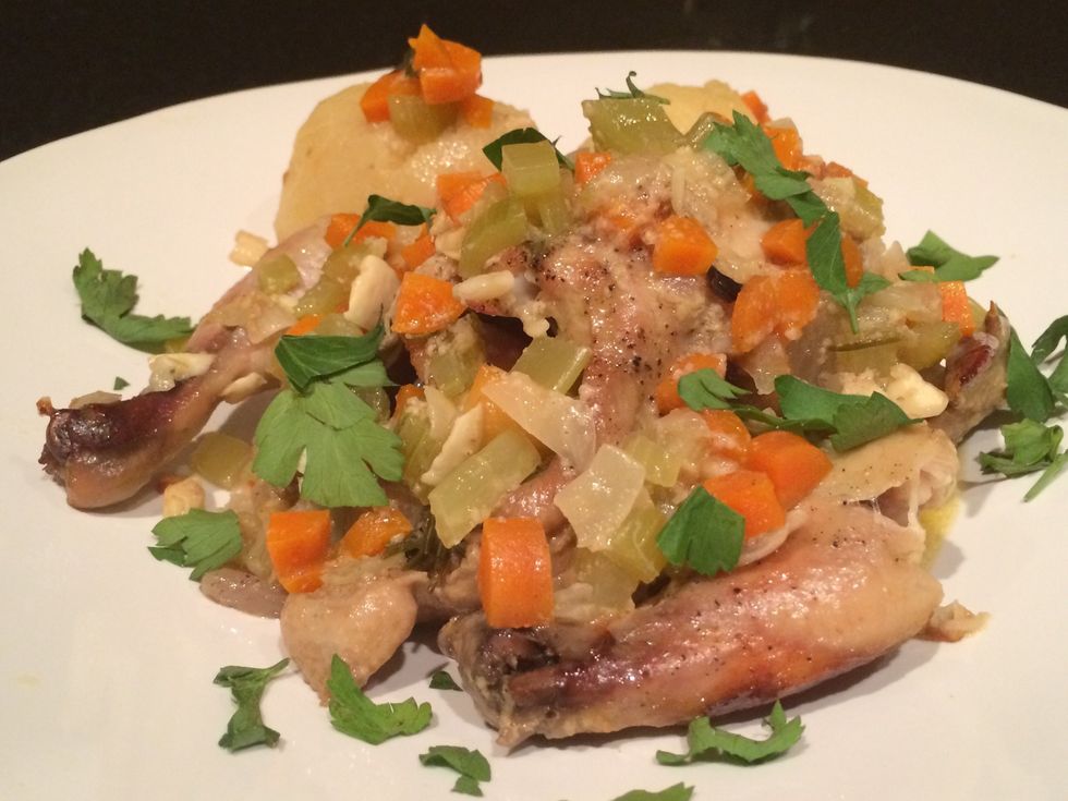 Plate and garnish with parsley.