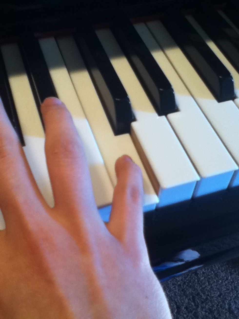 Play a C with your pinky and repeat the whole sequence once more.