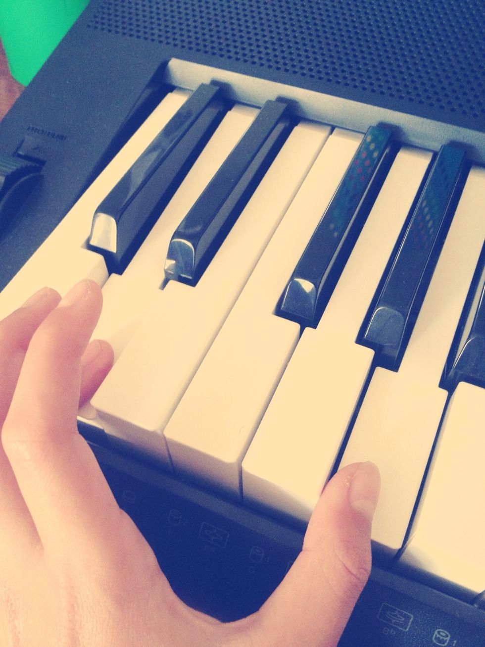 Play a D & A. This is played with the #F & D on the right hand until the #C & D is played.